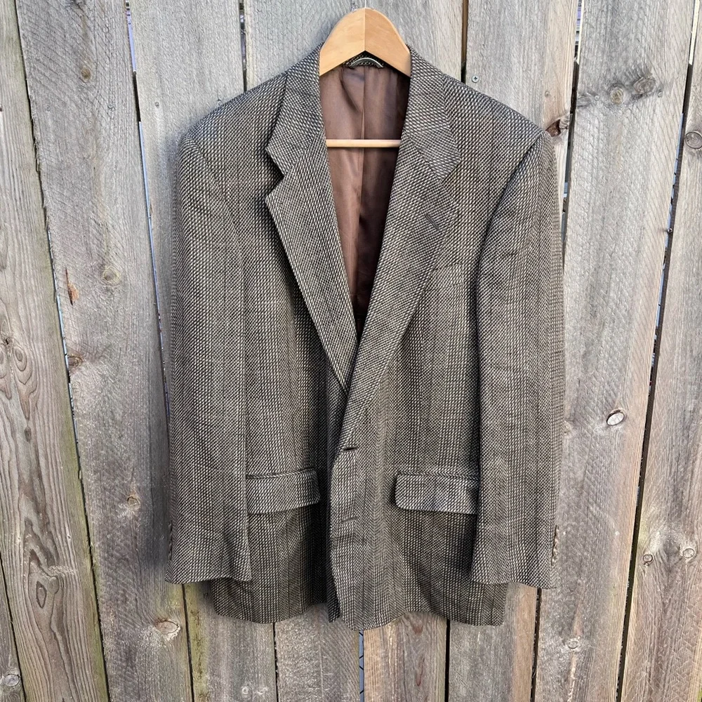 *Vintage Dior | Two Button Wool Glen Plaid Blazer Size 42R